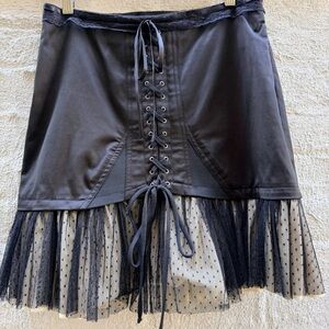 Philosophy di Alberta Ferretti Black Lace-Up Skirt Sz 4